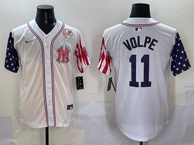 Men 2025 MLB New York Yankees 11 Volpe white jersey style 2